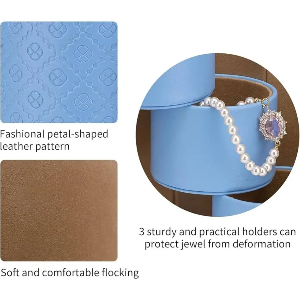 Vlando Travel Jewelry Organizer 3-Layer Jewelry Storage Box Baby Pale Blue EUC